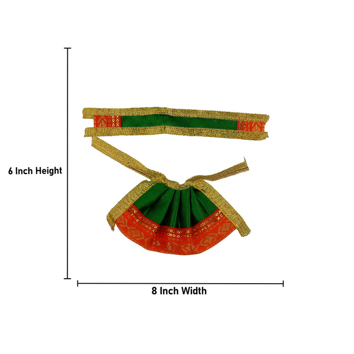 Amman Pavadai - 6 x 8 Inches | Satin Mata Rani Poshak/ Devi Vastra/ Jari Border Design Devi Dress For Deity