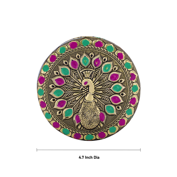Pooja Box - 4.75 Inches | Gold Meenakari Design Jewellery Box/ Storage Box for Home & Gifting