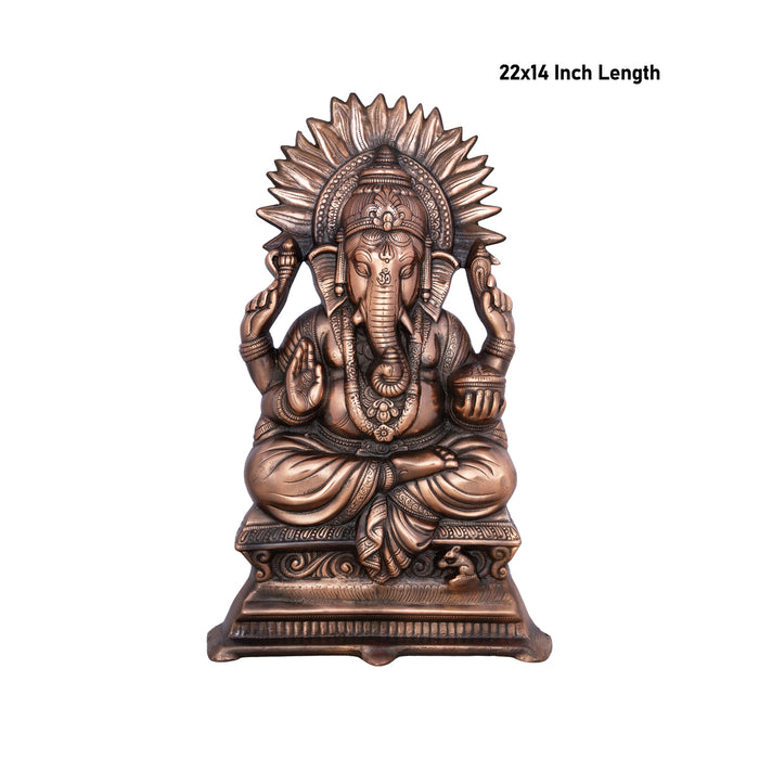Ganesh Murti Wall Hanging - 22 x 14 Inches | Copper Oxidised Idol/ Wall Hanger for Home & Pooja Decor