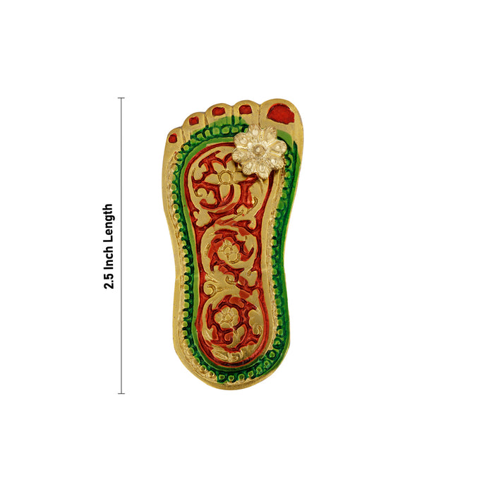 Padham Pair - 2.5 Inches | Aluminium Gold Polish Charan Paduka/ Paduka For Pooja Room & Devotional Worship