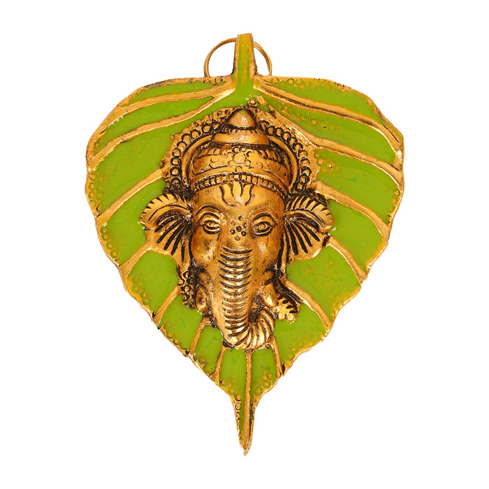 Leaf Ganesh Wall Hanging - 5 x 3.5 Inches | Decorative Hanging/ Ganpati Leaf Wall Decor for Home & Pooja Room
