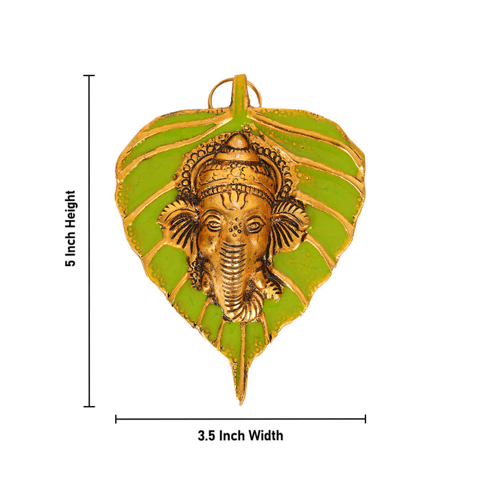 Leaf Ganesh Wall Hanging - 5 x 3.5 Inches | Decorative Hanging/ Ganpati Leaf Wall Decor for Home & Pooja Room