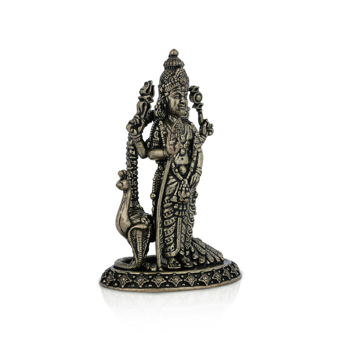 Murugan Standing On Base Murti - 3 x 1.75 Inches | Antique Brass Idol/ Lord Subramanyar Statue For Home & Pooja