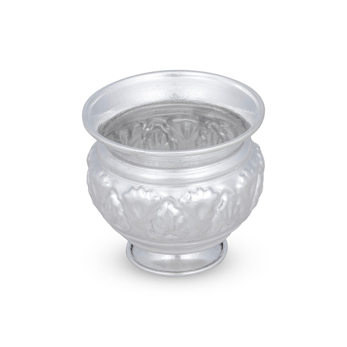 Chandan Cup With Base – 2.5 x 2.5 Inches | White Metal Kinnam/ Pooja Cup/ Small Bowl For Temple Use