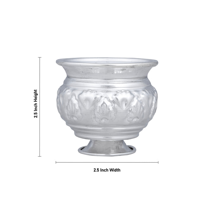 Chandan Cup With Base – 2.5 x 2.5 Inches | White Metal Kinnam/ Pooja Cup/ Small Bowl For Temple Use