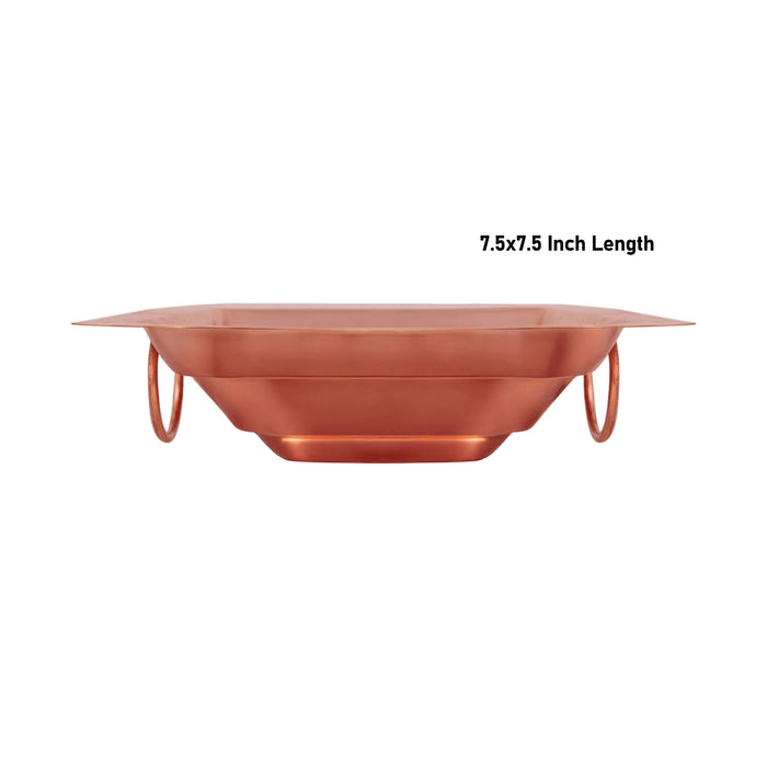 Havan Kund With Handle - 2 X 7.5 X 7.5 Inches | Copper Agnihotra/ Hawan Kund Without Stand For Yagna & Ritual