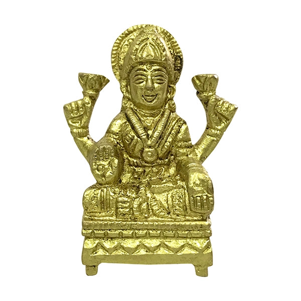 Lakshmi Statue - 2.5 Inches | Antique Brass Statue/ Laxmi Idol for Puja/ 165 Gms Approx