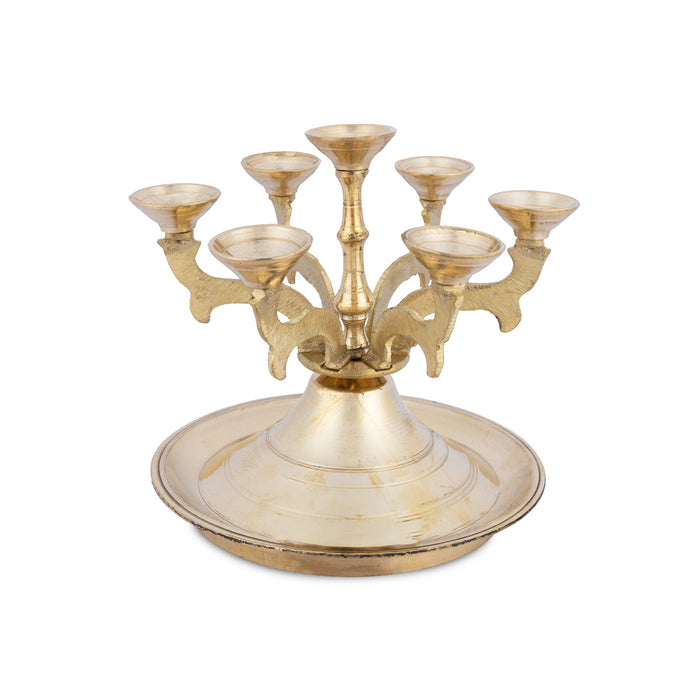 7 Face Aarti Lamp - 6 x 6 Inches | Brass Karpoora Aarti/ 7 Wick Camphor Diya Aarti for Pooja & Temple Rituals
