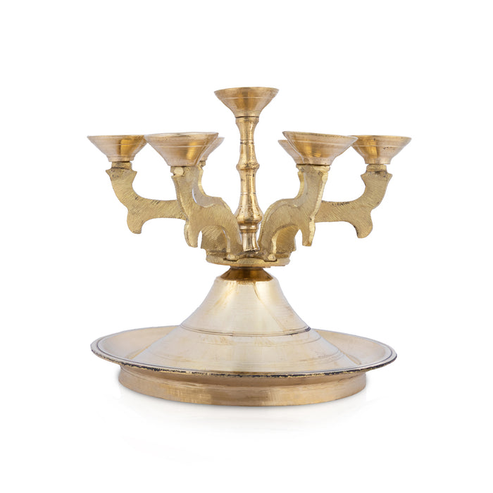 7 Face Aarti Lamp - 6 x 6 Inches | Brass Karpoora Aarti/ 7 Wick Camphor Diya Aarti for Pooja & Temple Rituals