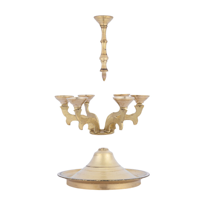 7 Face Aarti Lamp - 6 x 6 Inches | Brass Karpoora Aarti/ 7 Wick Camphor Diya Aarti for Pooja & Temple Rituals