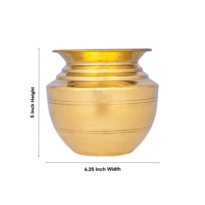 Brass Lota - 5 x 4.25 Inches | Brass Kalash/ Brass Chombu for Pooja