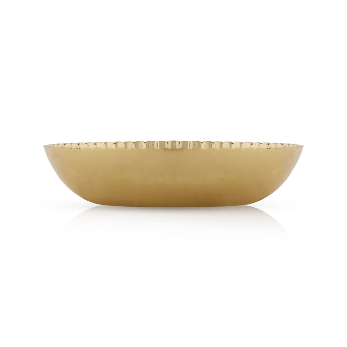 Brass Plate - 1.25 x 6 Inches | Pooja Plate/ Engraved Flower Design Thali Plate for Home