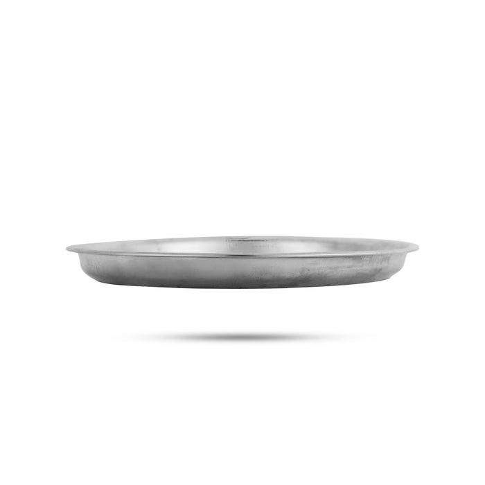 Krishna Murti Sticker Design Plate - 7 Inches | Stainless Steel Pooja Plate/Silver Polish Thali Plate For Puja