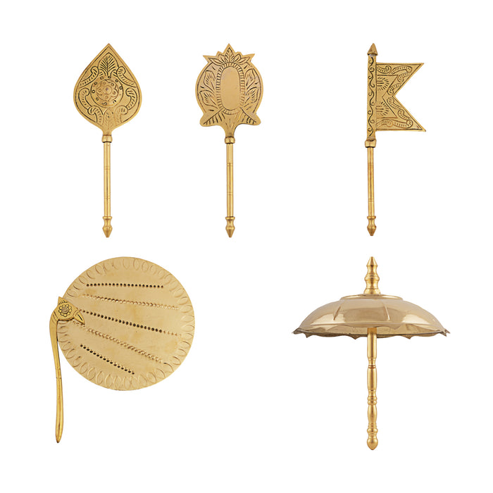 Brass Shodashopachar Set |5 Upachara Pooja Samagri Kit/ Hindu Pooja Accessories Set for Daily Worship & Rituals