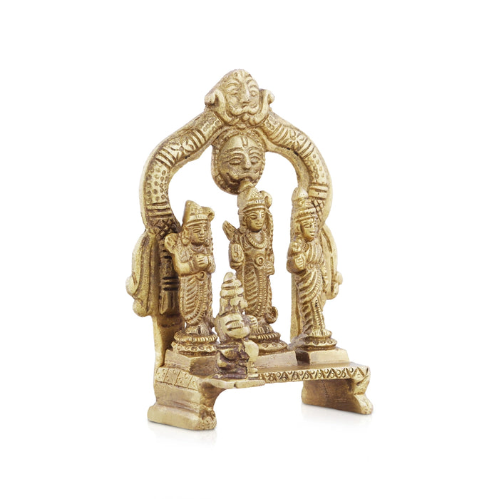 Ram Darbar Idol with Arch - 4 x 3 Inches | Sita/ Lakshman/ Antique Brass Idol/ Ramar for Pooja/ 260 Gms Approx