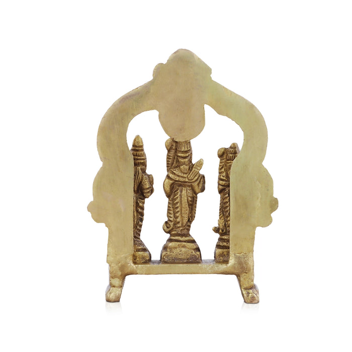 Ram Darbar Idol with Arch - 4 x 3 Inches | Sita/ Lakshman/ Antique Brass Idol/ Ramar for Pooja/ 260 Gms Approx