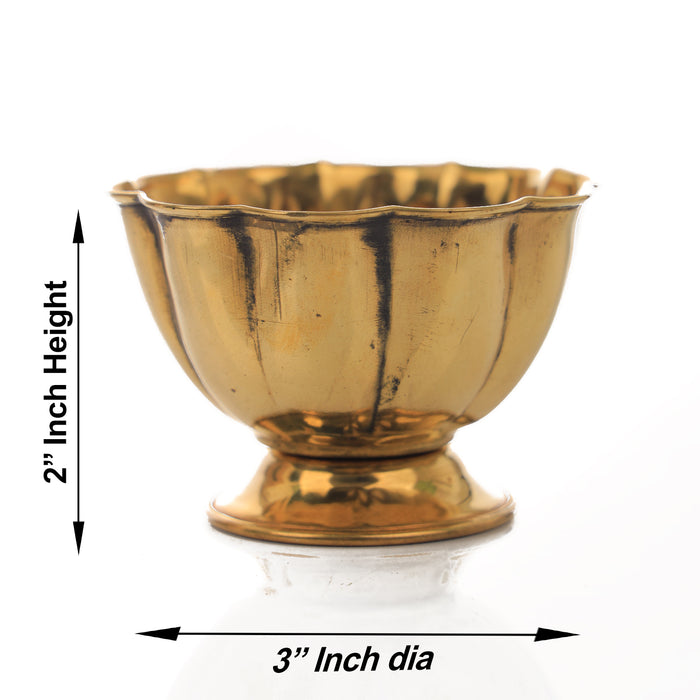 Brass Chandan Cup - 2.25 Inches | Sandal Bowl/ Kumkum Bowl/ Puja Cup for Home/ 30 Gms Approx