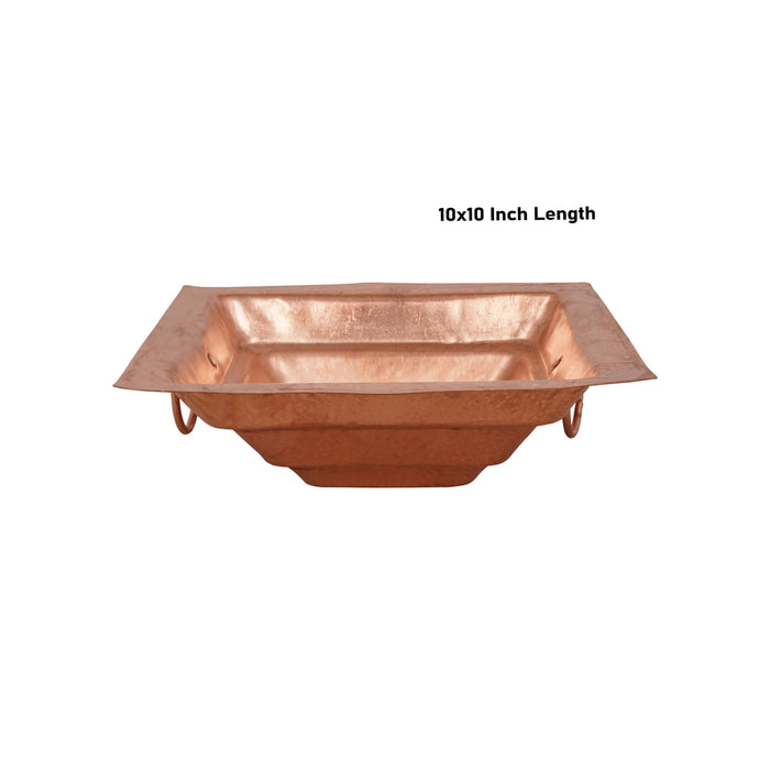 GiriAus  Havan Kund Without Stand - Copper - 10 X 10 Inch - 480 Grams | for Homam and Yagya/ 480gms