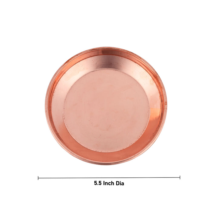 Copper Plate - 1 x 5.5 Inches | Thali Plate/ Pooja Plate for Home