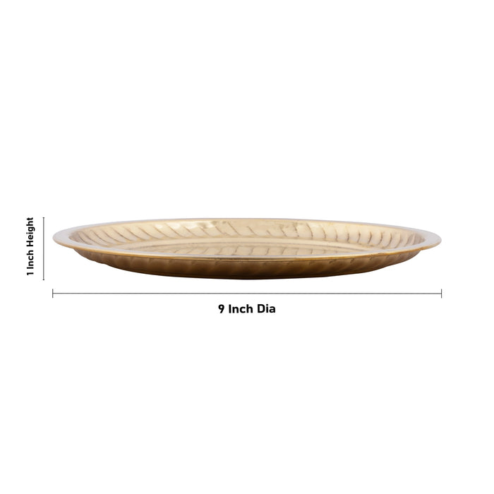 Brass Plate - 1 x 9 Inches | Thali Plate/ Ring Design Brass Plate for Pooja/ 280 Gms Approx