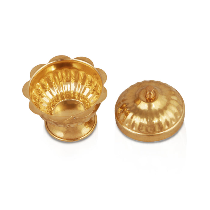 Brass Kumkum Bharani - 2.5 x 2.25 Inches | Kumkum Box/ Sindoor Pot/ Kumkum Pot For Pooja And Women