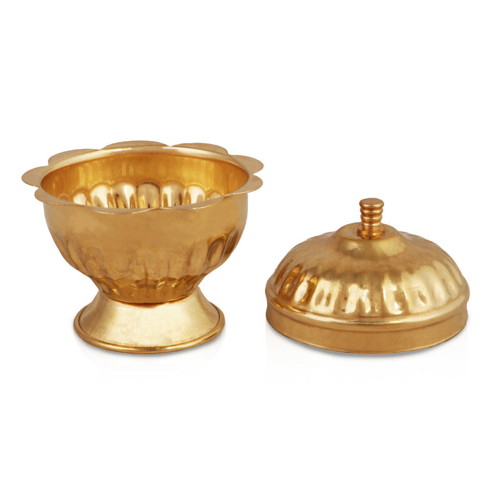 Brass Kumkum Bharani - 2.5 x 2.25 Inches | Kumkum Box/ Sindoor Pot/ Kumkum Pot For Pooja And Women