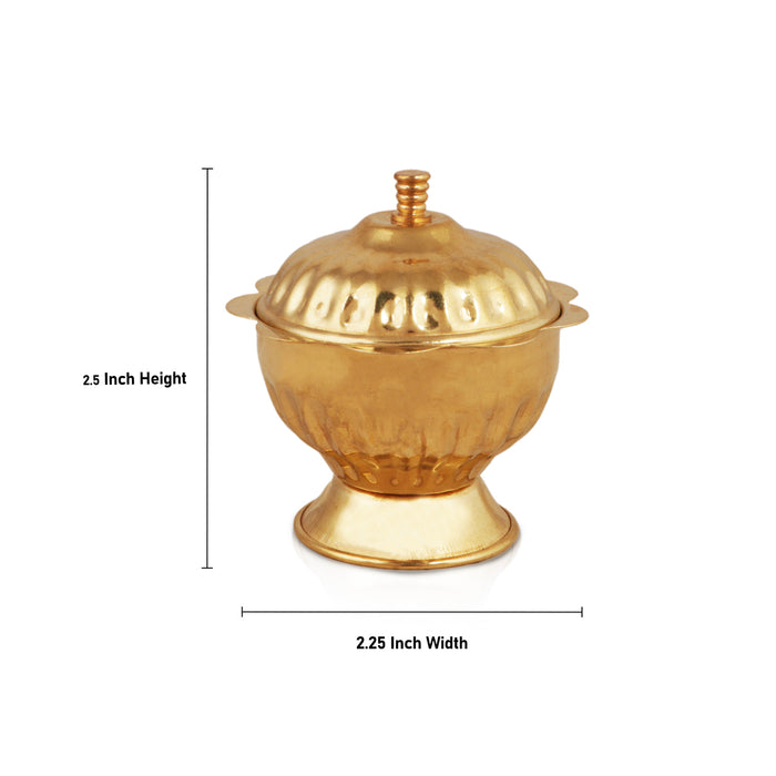 Brass Kumkum Bharani - 2.5 x 2.25 Inches | Kumkum Box/ Sindoor Pot/ Kumkum Pot For Pooja And Women