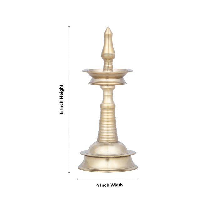 Brass Kerala Lamp - 5 x 4 Inches | Brass Kuthuvilakku/ Kerala Deepam for Pooja