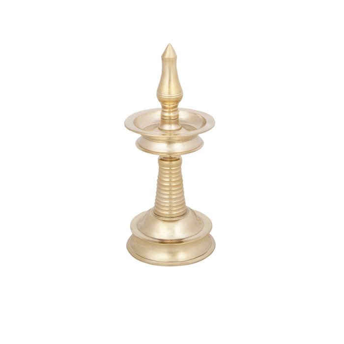 Kerala Vilakku - 7 x 4 Inches | Nilavilakku / Brass Kerala Kuthu Vilakku / Kerala Lamp for Pooja