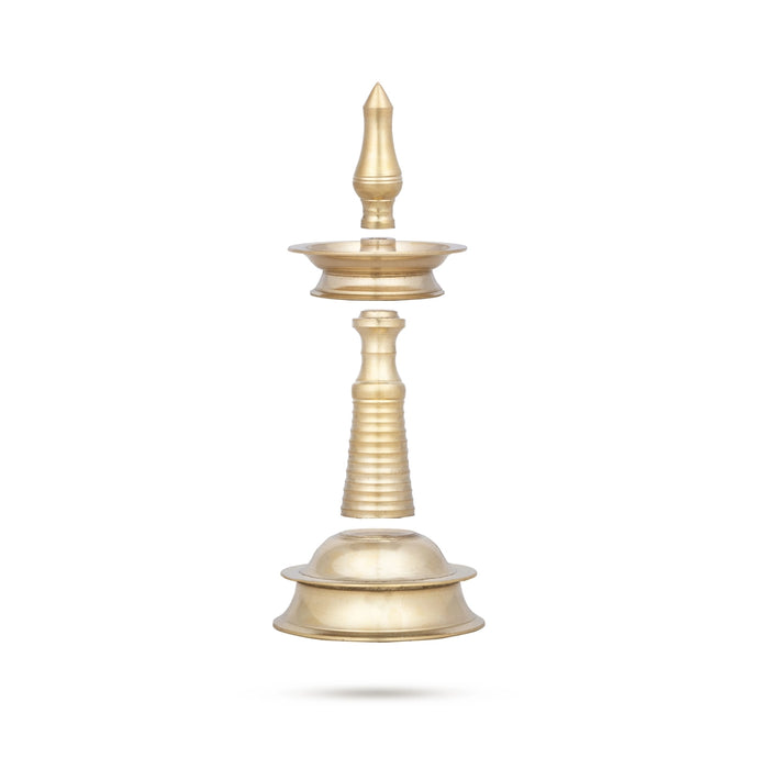 Kerala Vilakku - 7 x 4 Inches | Nilavilakku / Brass Kerala Kuthu Vilakku / Kerala Lamp for Pooja