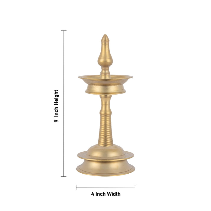 Kerala Vilakku - 9 x 4 Inches | Nilavilakku / Brass Kerala Kuthu Vilakku/ Kerala Lamp for Pooja
