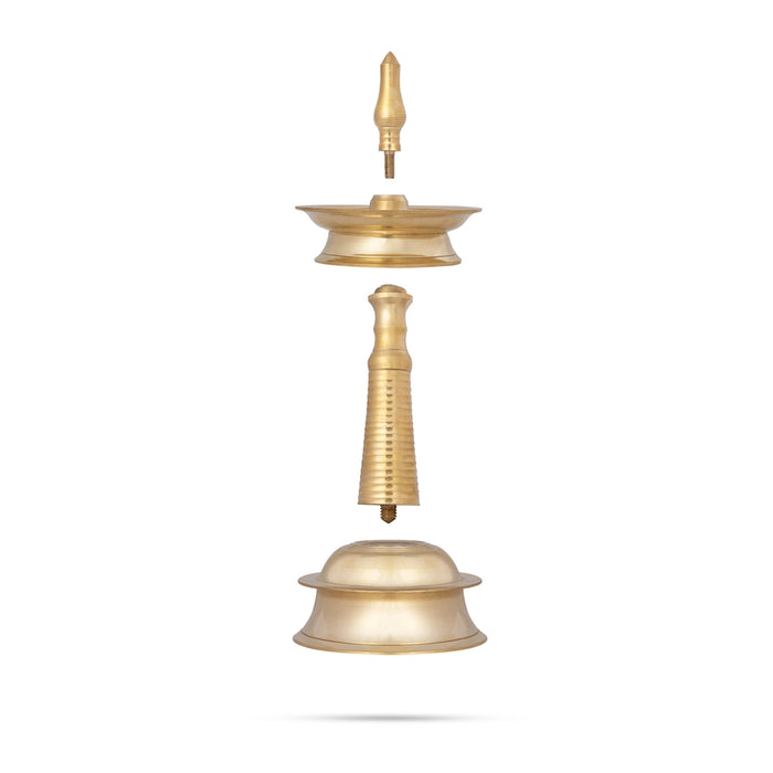 Brass Kerala Lamp - 10 x 4 Inches | Brass Kuthuvilakku/ Kerala Deepam for Pooja