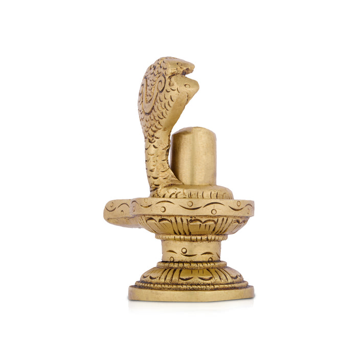 Shivling with Nagam - 3 x 2.5 Inches | Antique Brass Shiva Lingam/ Sivalingam Idol for Pooja & Temple Decor