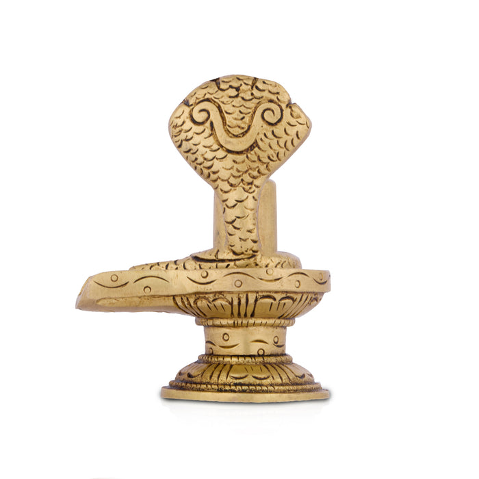 Shivling with Nagam - 3 x 2.5 Inches | Antique Brass Shiva Lingam/ Sivalingam Idol for Pooja & Temple Decor