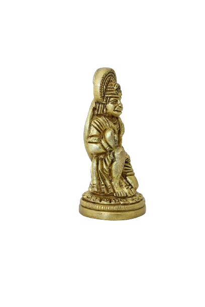 Brass Hanuman Statue - 3 Inches | Antique Finish Anjaneya Swamy Idol for Puja/ 100 Gms Approx