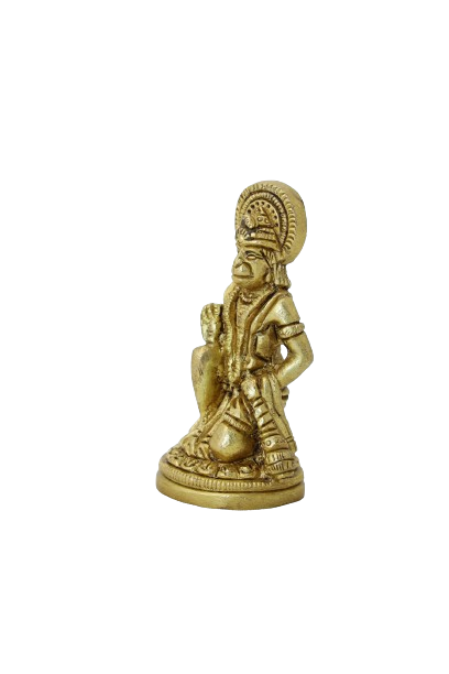 Brass Hanuman Statue - 3 Inches | Antique Finish Anjaneya Swamy Idol for Puja/ 100 Gms Approx