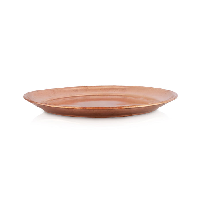 Copper Plate - 6.5 Inches | Beading Design Thali Plate/ Plate for Home & Pooja Purpose