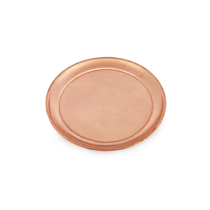 Copper Plate - 6.5 Inches | Beading Design Thali Plate/ Plate for Home & Pooja Purpose