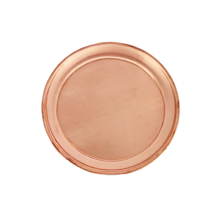 Copper Plate - 6.5 Inches | Beading Design Thali Plate/ Plate for Home & Pooja Purpose