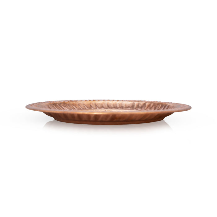 Copper Plate - 5.5 Inches | Beading Design Pooja Plate/ Thali Plate for Home & Puja Purpose
