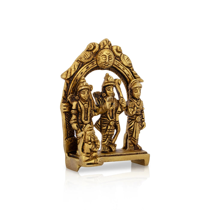 Ram Darbar Idol With Arch- 3.75 X 2.5 Inches | Antique Brass Idol/ Ram Darbar Murti For Worship And Home Decor
