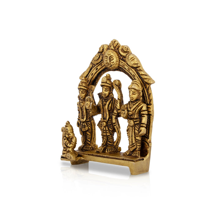 Ram Darbar Idol With Arch- 3.75 X 2.5 Inches | Antique Brass Idol/ Ram Darbar Murti For Worship And Home Decor