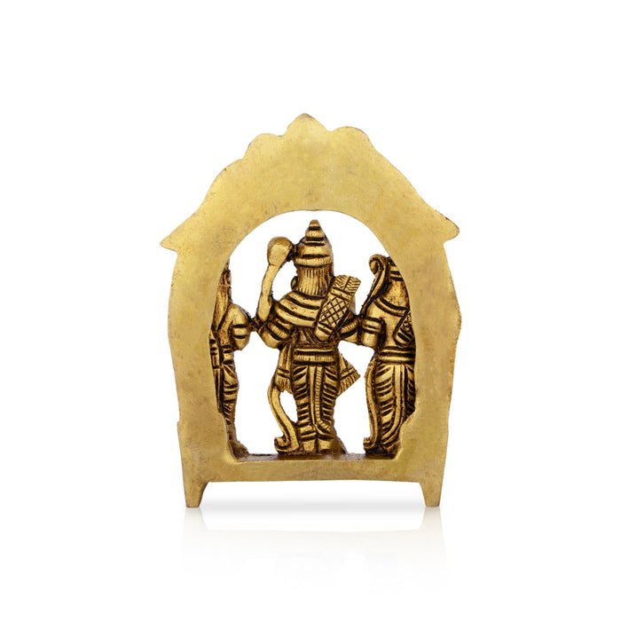 Ram Darbar Idol With Arch- 3.75 X 2.5 Inches | Antique Brass Idol/ Ram Darbar Murti For Worship And Home Decor