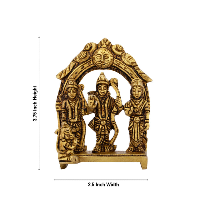 Ram Darbar Idol With Arch- 3.75 X 2.5 Inches | Antique Brass Idol/ Ram Darbar Murti For Worship And Home Decor