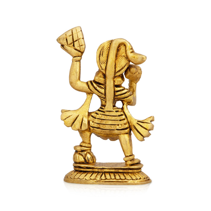 Hanuman Lifting Sanjeevi Mountain Murti - 3.5 x 2 Inches | Antique Brass Idol / Anjaneya Statue For Pooja