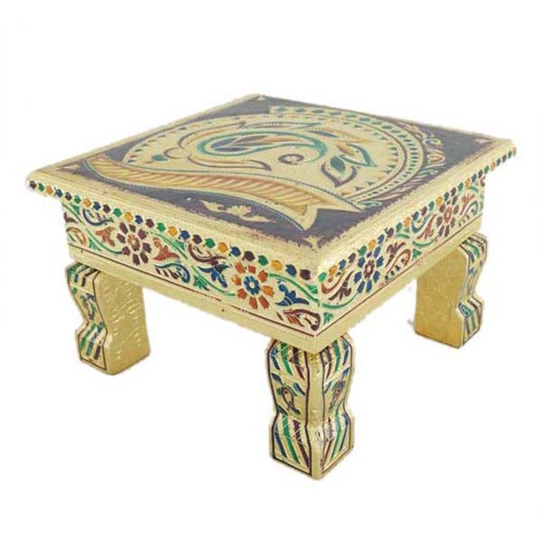 Bajot | Meenakari Design Manai/ Silver, Gold Polish Chowki for Pooja