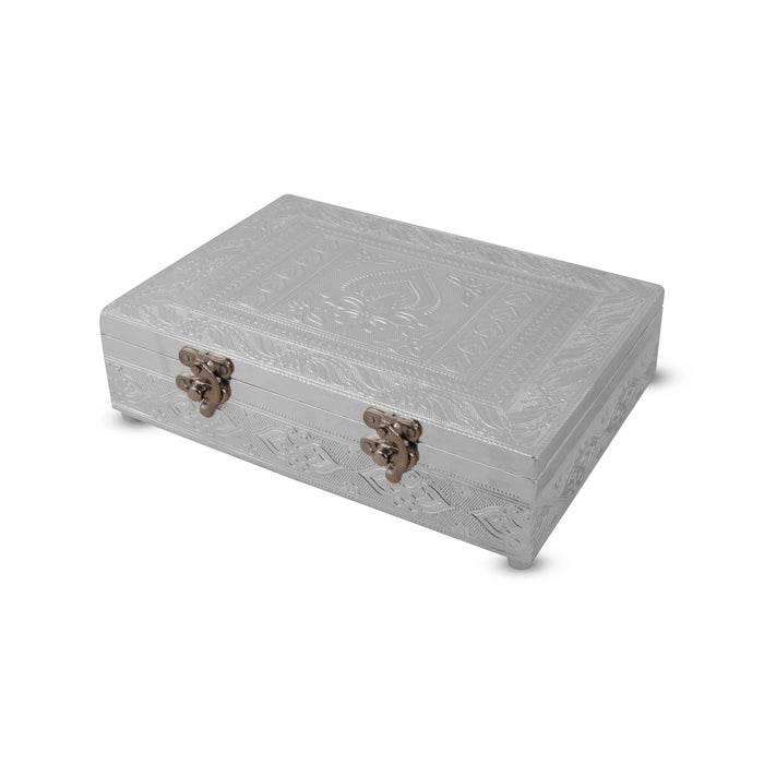 Pooja Box - 2.5 X 10 X 7 Inches | Silver Polish Jewellery Box/ Storage Box For Temple And Home