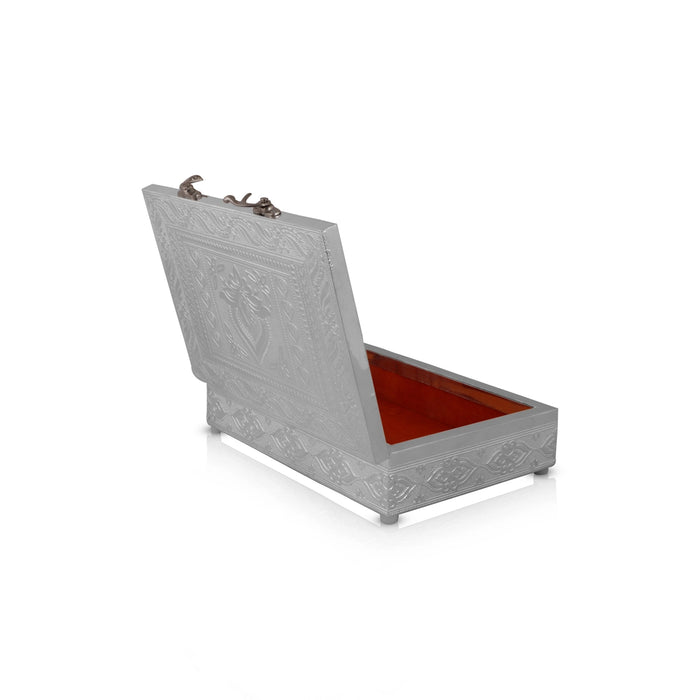 Pooja Box - 2.5 X 10 X 7 Inches | Silver Polish Jewellery Box/ Storage Box For Temple And Home