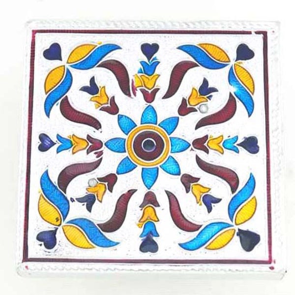 Bajot | Meenakari Design Manai/ Silver, Gold Polish Chowki for Pooja