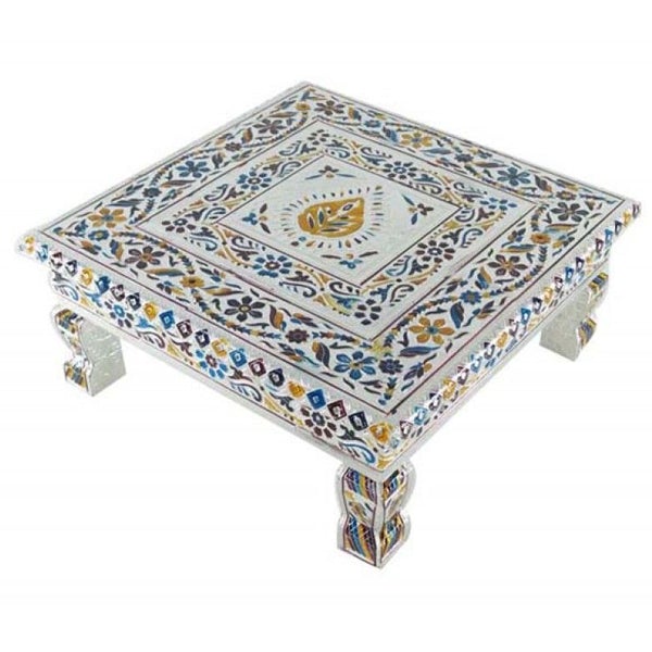 Bajot | Meenakari Design Manai/ Silver, Gold Polish Chowki for Pooja